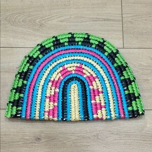 Anthropologie Bay Sky Raffia Rainbow Clutch